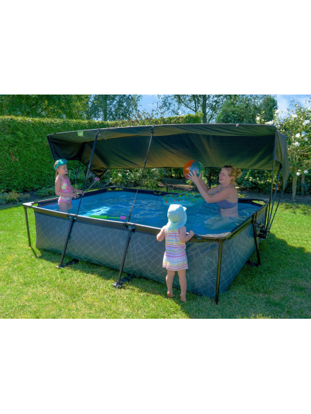 Каркасний басейн EXIT з навісом, 300x200x65 см, "Камінь"